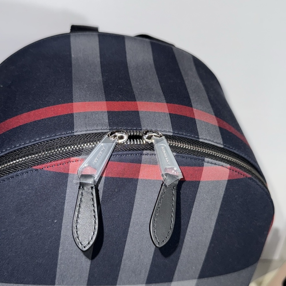 NEW $1350 Burberry NAVY and Red NOVA Check Backpack FULL SIZE GORGEOUS NWT - Picture 10 of 16